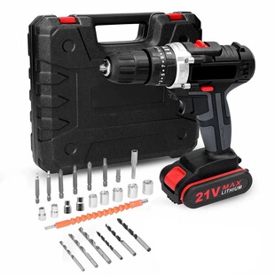 Industrial-Grade Ultra-High-Power Hand Drill Lithium Battery Two-Speed Rechargeable Drill Impact Drill Household Multi-Kinetic Energy Electric Screwdriver