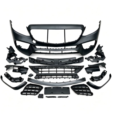Suitable for Mercedes-Benz E-Class W213 16-20 models, modified to E63 AMG body kit with front and rear bumpers, grille, hood, and fenders (Big Surrounded) - e63-front-bumper