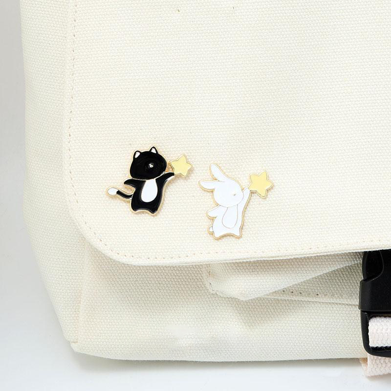 토끼 브로치 남녀 귀여운 학생 배지 창조적 인 핀 장식 선물 배지를 보내기 위해 별을 벗으십시오.