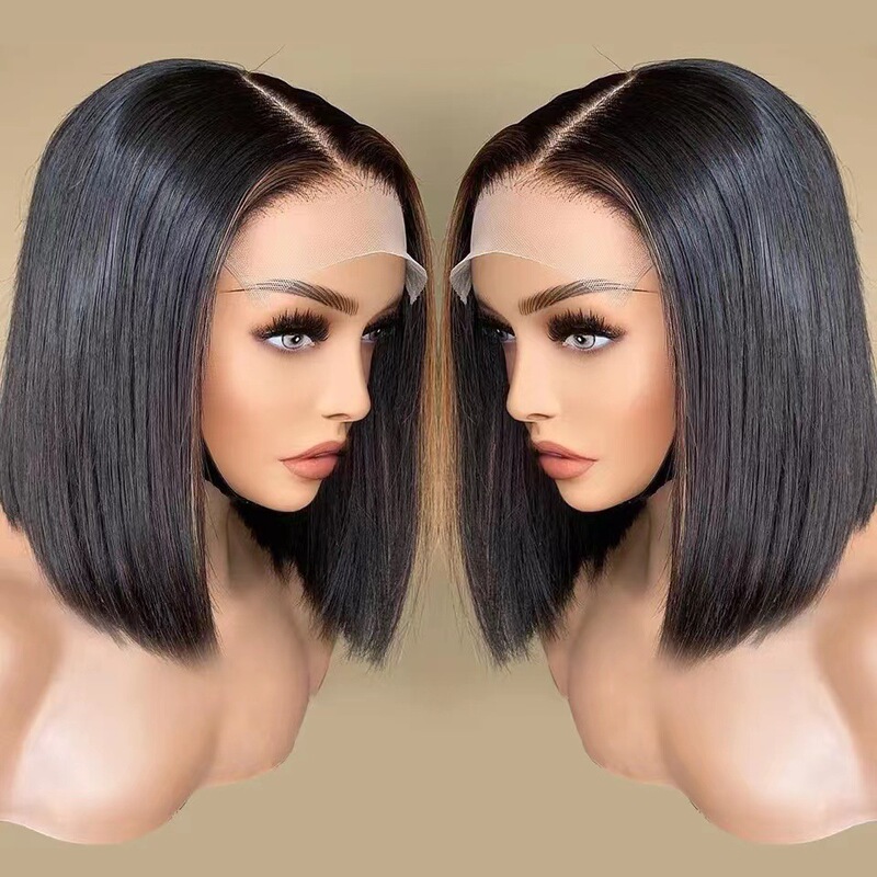 bob human hair wigs body wave front lace wig bob wig short hair wave head cover
