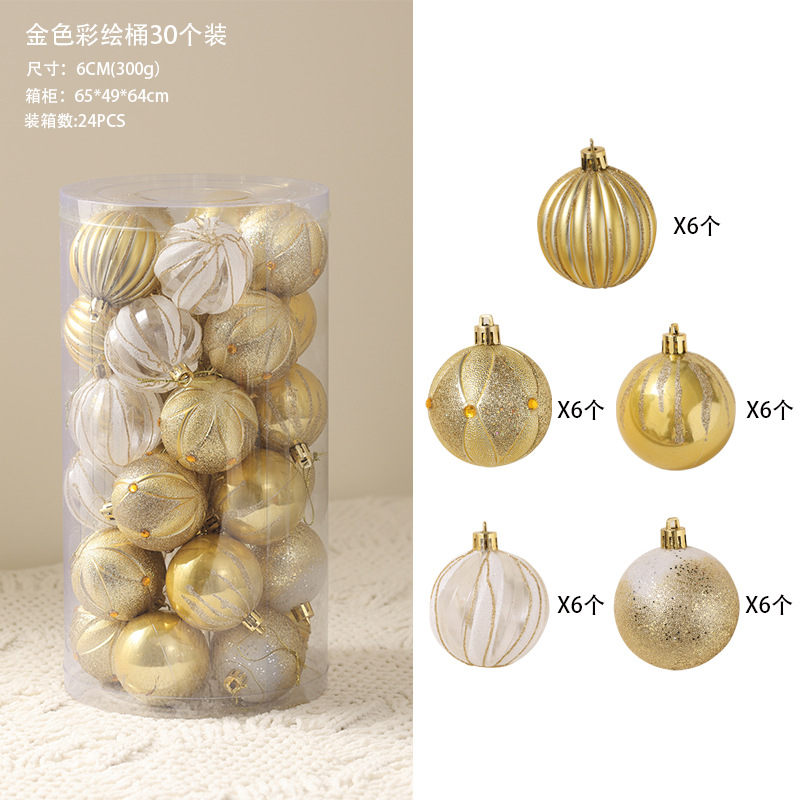 Navidad dorada bola blanca decoración de árbol de Navidad colgante colgante colgante dibujado a mano bola de color transparente decoración de Navidad