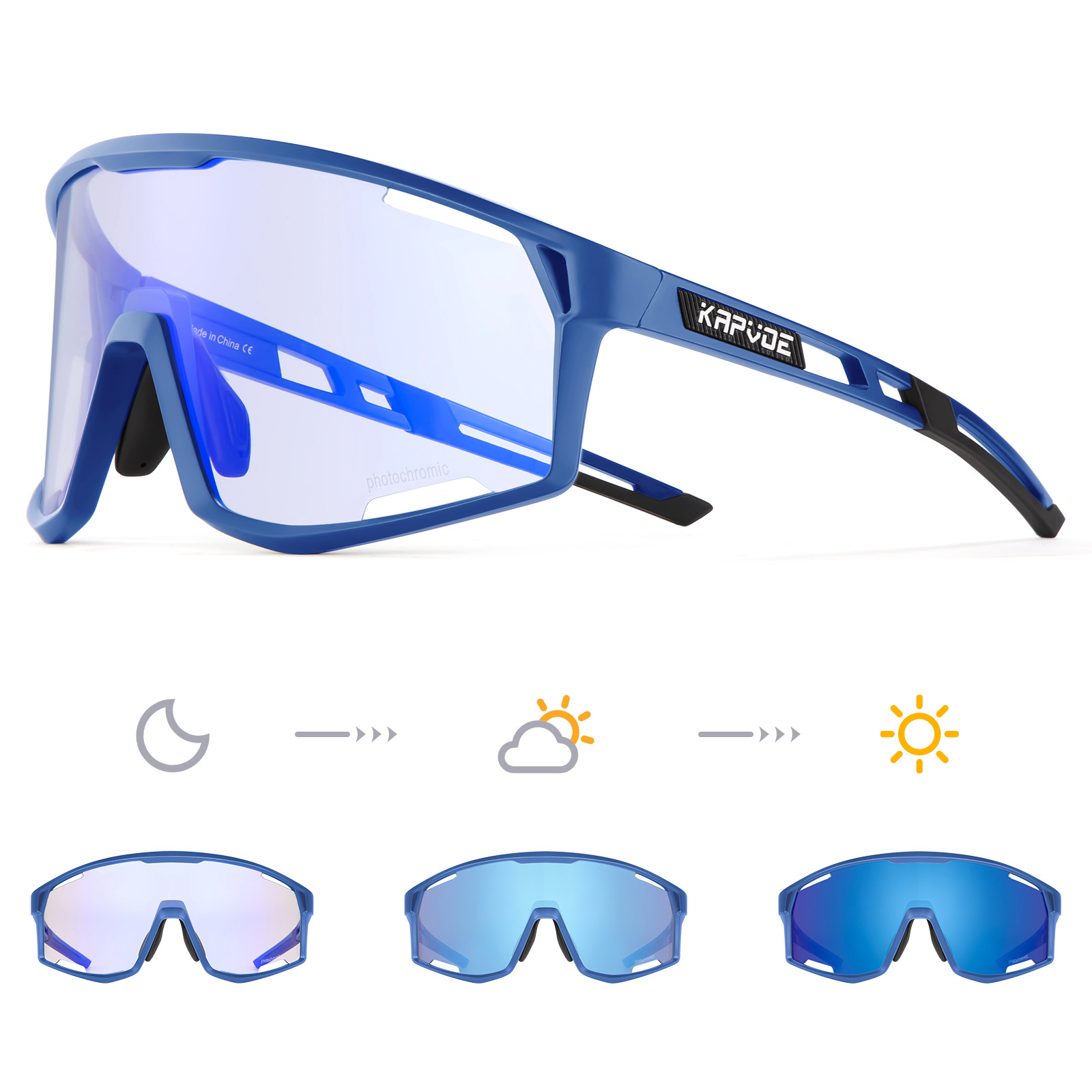 Gafas de Ciclismo Fotocromáticas de TR90, Fotocromático, Proteccion contra Viento y Arena, para Ciclismo de Montaña