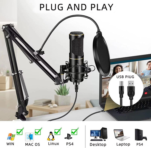 Cross-border USB desktop microphone Condenser microphone 192K computer video game live wired microphone