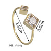 Brand square zirconium stainless steel, fashionable adjustable ring with stone, internet celebrity, simple and elegant design