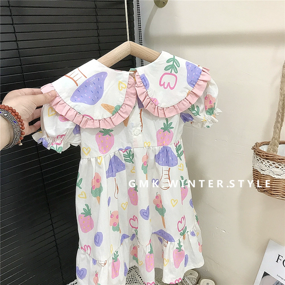 Summer short sleeve dress, children's skirt, cute small princess costume
