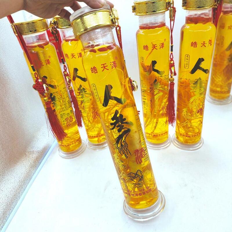 Changbai Mountain Ginseng Wine 1000ml Pure Grain Wine 52 Degrees Northeast Old Ginseng King Gift Wine Box Liquor Fresh Ginseng Wholesale