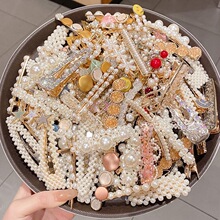 甜美水钻珍珠发夹韩国ins风爱心发卡复古简约刘海小夹子饰品批发