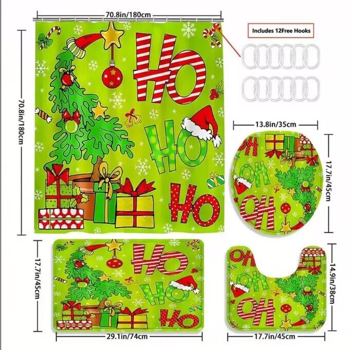 Santa Claus Series-Curtain Bath Bathroom Partition Curtain-Bathroom Supplies-Door Curtain-Bath Curtain Santa Claus Series-Curtain Bath Bathroom Partition Curtain-Bathroom Supplies-Door Curtain-Bath Curtain