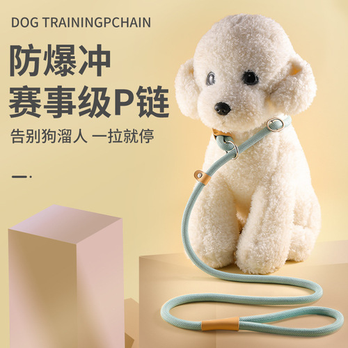 One-piece dog harness racing-level training set leather P-chain adjustable pet leash pet safety rope dog chain