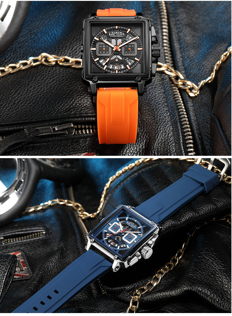 Meigel – montre à Quartz pour hommes, carrée, étanche, brillante, Sport, chronomètre multifonctionnel, nouvelle collection 2023_voghion.com