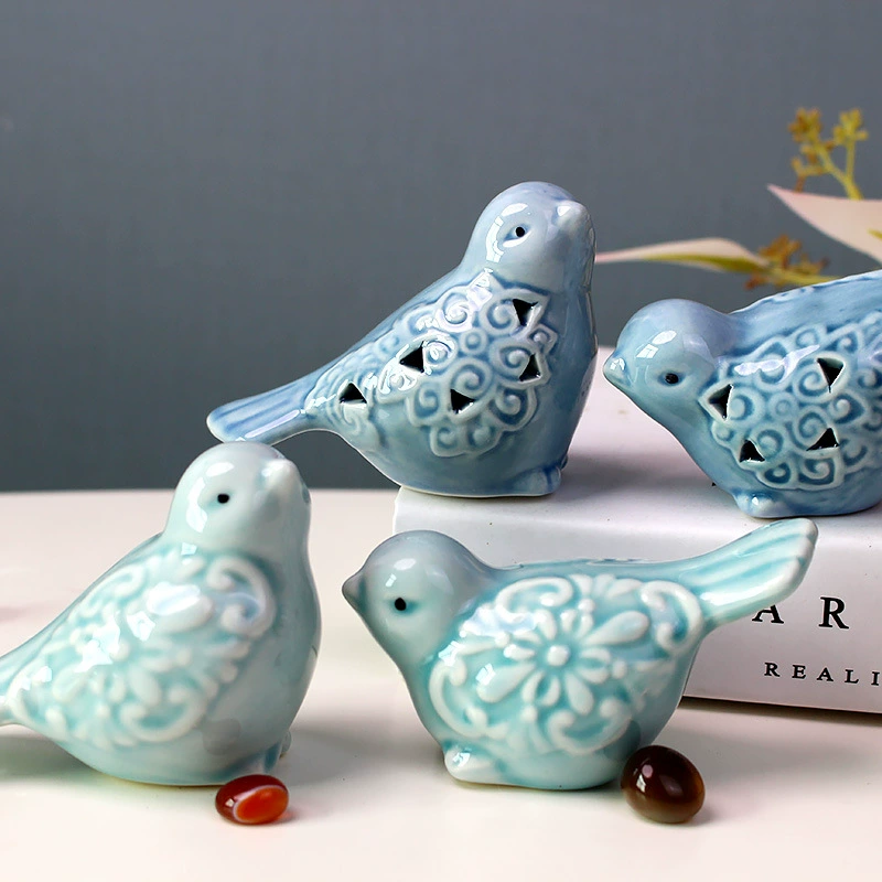 Европейский мини-пейзаж кросс-борт ceramic украшения бутик фарфор пустотелая пара птица животное украшения завод direct sales