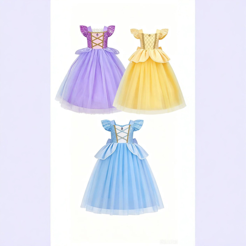 Halloween Girl Dress cosplay Dress Cinderella Flying Sleeve Mesh Puff Princess Dress Children's Dress