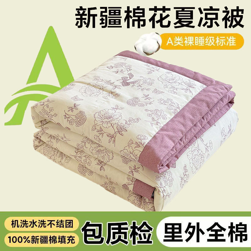 a类100%里外全棉纯棉印花新疆棉填充夏季夏凉被空调被夏被可机洗