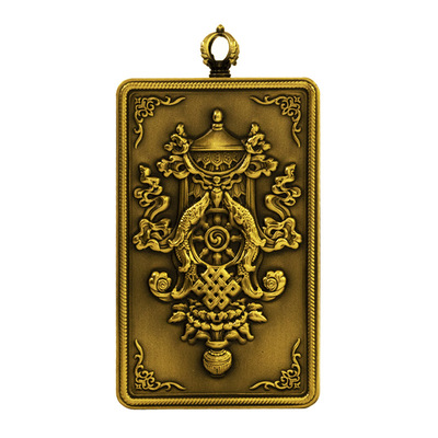 new pattern rectangle auspicious Thangka brass Guochao relief Seiko Gaudencio box Small pendants Necklace Car hitch