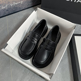 Черные универсальные утепленные японские лоферы на платформе для кожаной обуви в английском стиле, 2024 года, в британском стиле