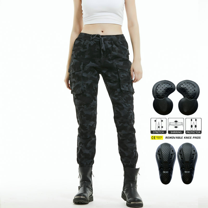 Volero motocicleta jeans Caballero casual tobillo-atado camuflaje multi-bolsa ropa de trabajo motocicleta montar pantalones anti-caída