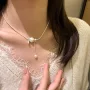 法式银色金属珍珠锁骨链
