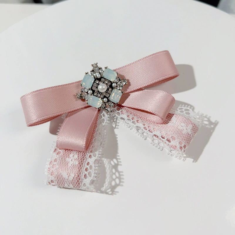 (Cross-border trading), Korean cute fresh fuchsia brooch with bow pearl, bow tie