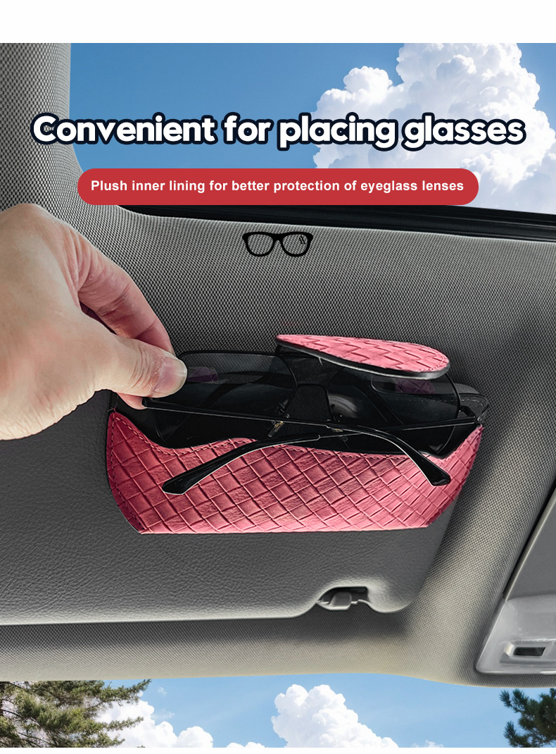Car glasses case, sun visor glasses case, in-car automotive interior accessories, glasses holder, sunglasses, glasses bag
