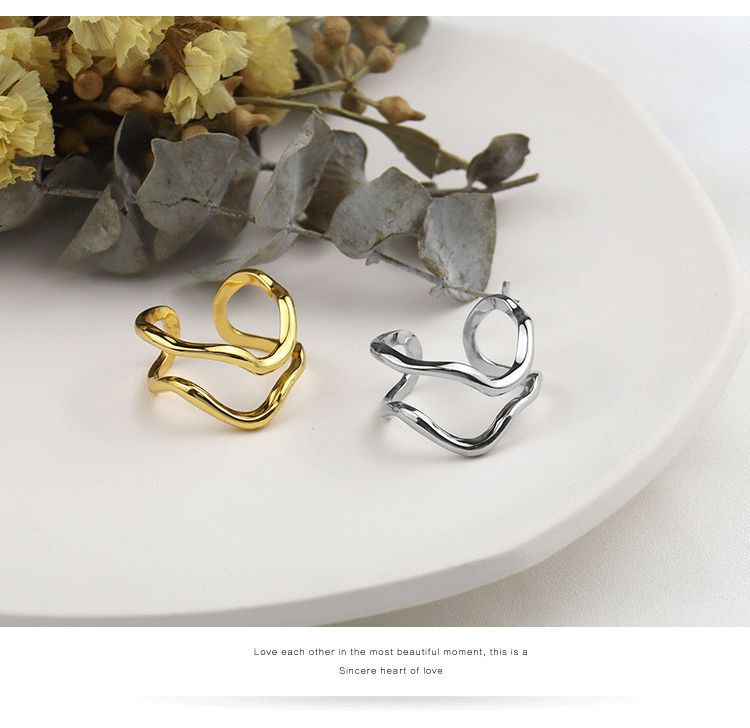 New simple geometric open doublelayer irregular index finger ringpicture10