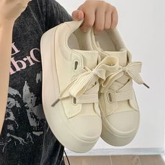 Women's 2023 Summer New Style White Canvas Platform Shoes with Breathable Thick Sole, Fashionable and Versatile, Pair with Skirts