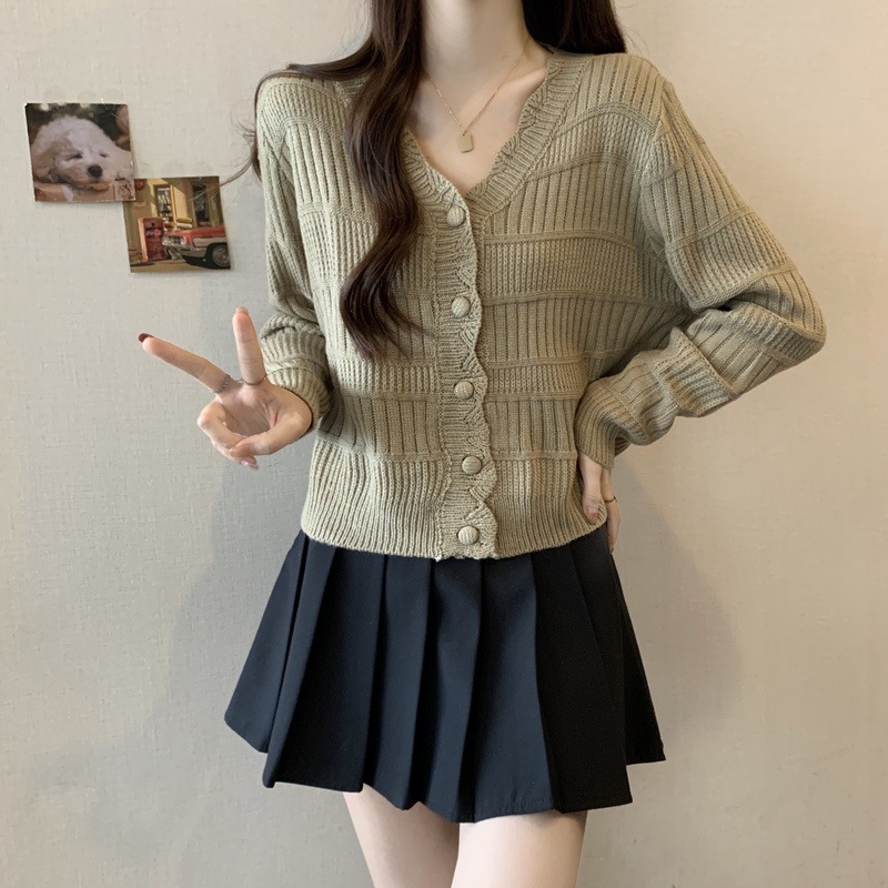 Cárdigan de Punto con Cuello en V para Mujer de Acetato con Botones para Primavera