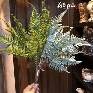 Simulated Persian Grass with Frosty Fragrant Redbud Leaves, Gray Plants, Tropical Landscaping Plant Wall with Grass, Boston Fern Leaves and Fern Trees