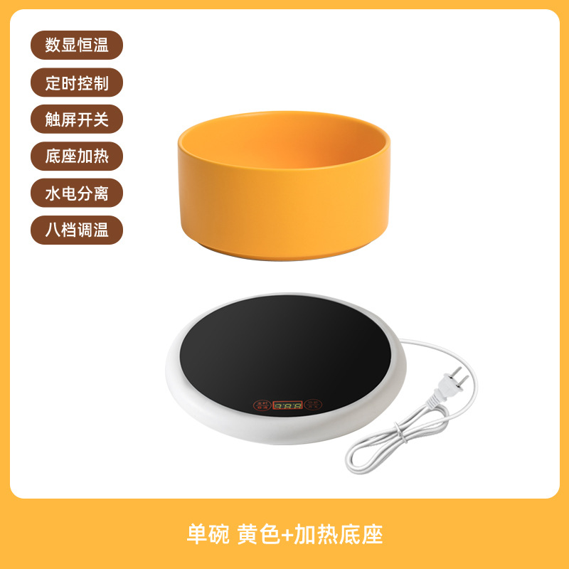 Tazón de agua de cerámica para perros y gatos, recipiente de calentamiento de aislamiento térmico para alimentación de gatos, recipiente de agua de invierno para bebidas