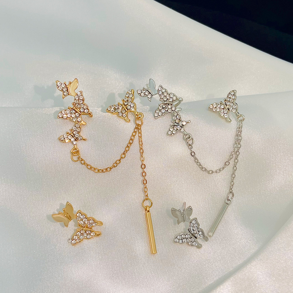 Earrings Classification Holiday Occasion Wholesale Jewelry Fashion Tassel Butterfly Alloy Rhinestones Inlay Earrings