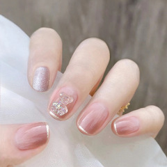 X200假指甲貼片可拆卸穿戴甲水晶萌熊可愛淑女款手工封層光療美甲