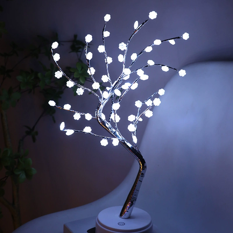 LED-ночник для дерева на столе, декоративная лампа с жемчужными листьями и цветами, тёплый белый, вариации в нескольких цветах