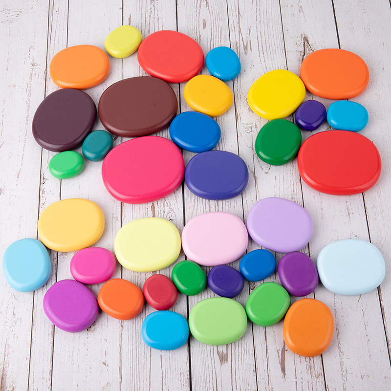 Color de madera concentración mano-ojo coordinación estabilidad entrenamiento apilado piedra color madera Arco Iris piedra juguete