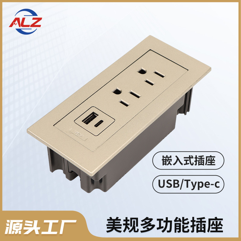 Встроенная настольная розетка американского стандарта, один встроенный порт USB+C, многофункциональный USB-удлинитель американского стандарта, обработка удлинителя