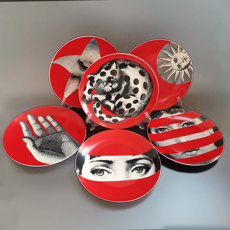 Shiyi Italian Face Decorative Hanging Plate Ceramic Nordic Sitting Plate Living Room Model Room Wall Decorative Art Ornaments