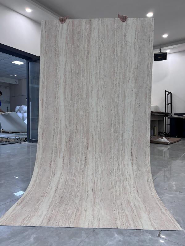 Porcelana suave Piedra flexible Tablero decorativo de travertino romano ligero Azulejos de exterior Tablero de pared de piedra Xingyue Panel decorativo de piedra de imitación