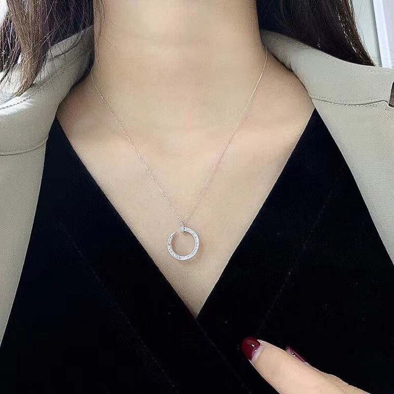 Fashion micro-encrusted zircon nail copper necklace pendant