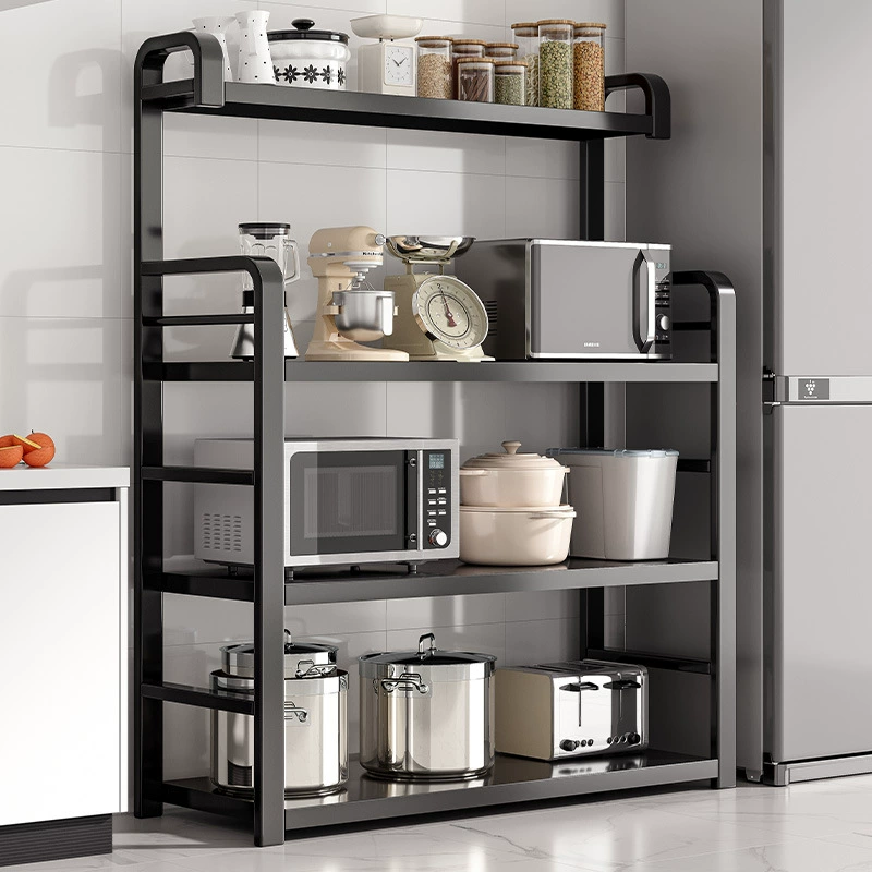 Кухонная стойка для хранения Напольная многослойная стойка для хранения Многофункциональная кастрюля с отверстием Стеллаж для хранения духовки и микроволновой печи