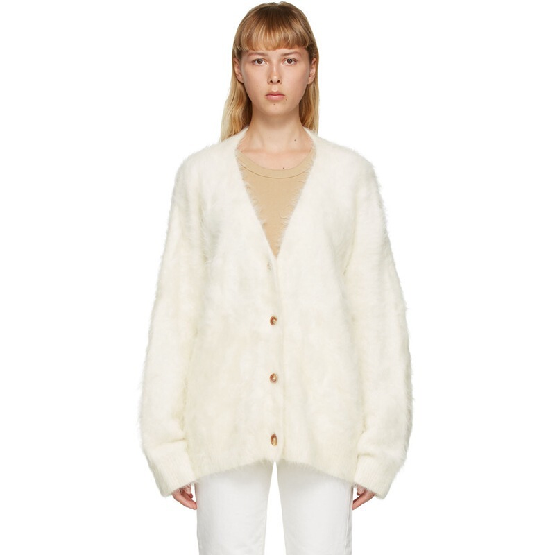 Tot Plush Sweater Women's Cardigan Long-Sleeved Loose V-Neck Sweater Coat Soft Waxy Top Autumn and Winter