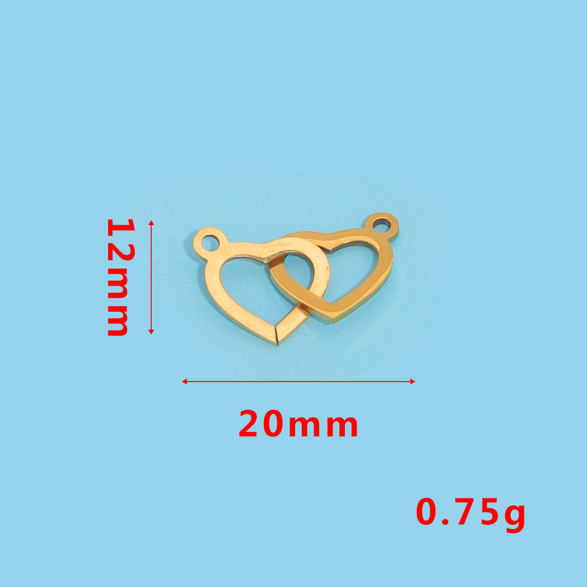 Acero inoxidable vacío doble agujero melocotón corazón colgante doble anillo amor colgante DIY joyería accesorios collar pulsera al por mayor