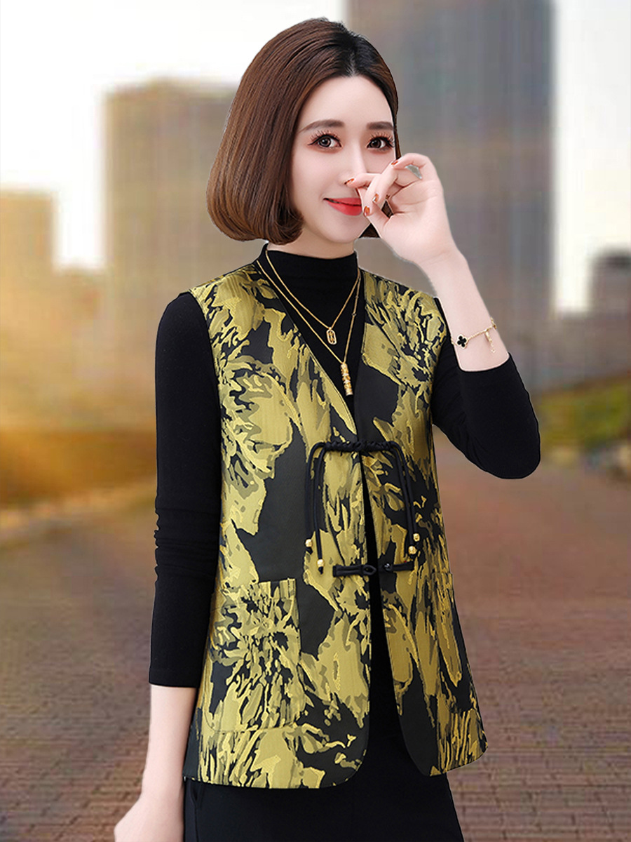 New Chinese Style Women's Double-Sided Vest 2026 New Model for Spring and Autumn, Slimming Outerwear Vest for Middle-Aged and Elderly Mothers