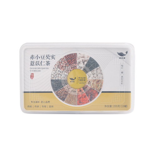 Adzuki bean, gorgon and coix tea, barley, orange peel, black tartary buckwheat, mulberry leaves, tuckahoe, wolfberry, small can of gorgon and gardenia health tea
