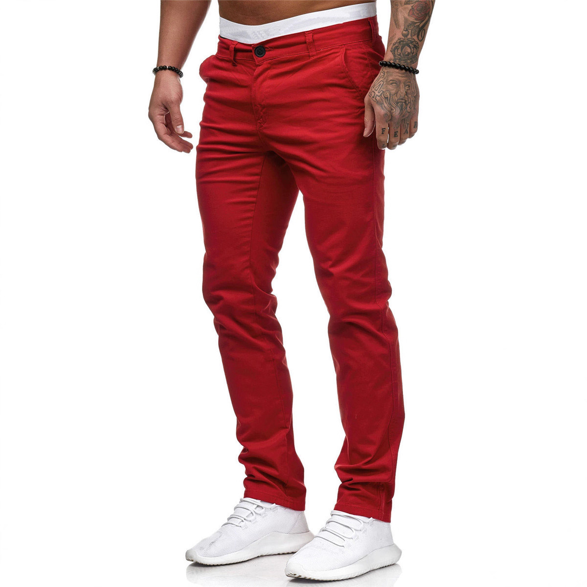 Casual Trousers Men's European and American Style Slim Fit Men's Casual Solid Color Trousers(1)