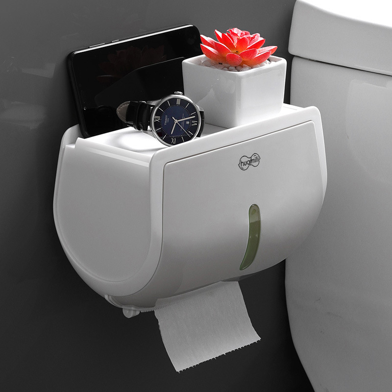 Caja de pañuelos higiénicos rack de almacenamiento de pañuelos de papel higiénico sin perforaciones impermeable montado en la pared caja de papel higiénico