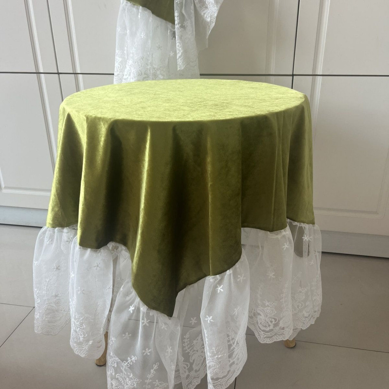 *法式美式复古蕾丝桌布丝绒圆桌茶几台布餐桌花边盖布装饰客厅阳|undefined