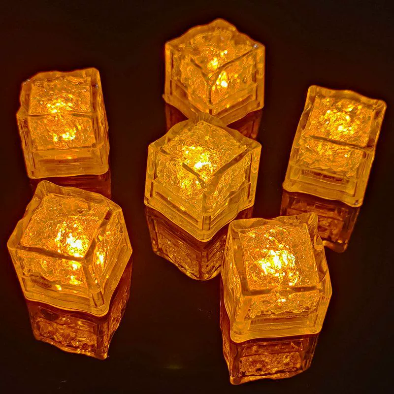 Индукционные мигающие LED-лед–кубики, многоцветные и одноцветные, 12 шт в коробке, для баров и вечеринок
