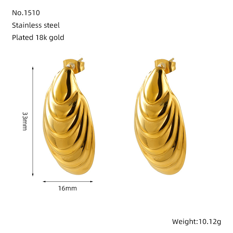Pendientes de amor de acero inoxidable dorado de 18k de estilo INS europeo y americano Pendientes geométrico de pantalla simple francés femenino