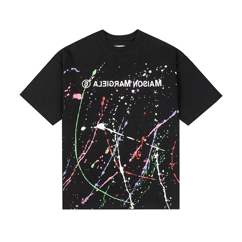 Maison Margiela 24SS коллекция MM6 цифровой узор круглый вырез мужской и женский модный бренд укороченный рукав футболка серия