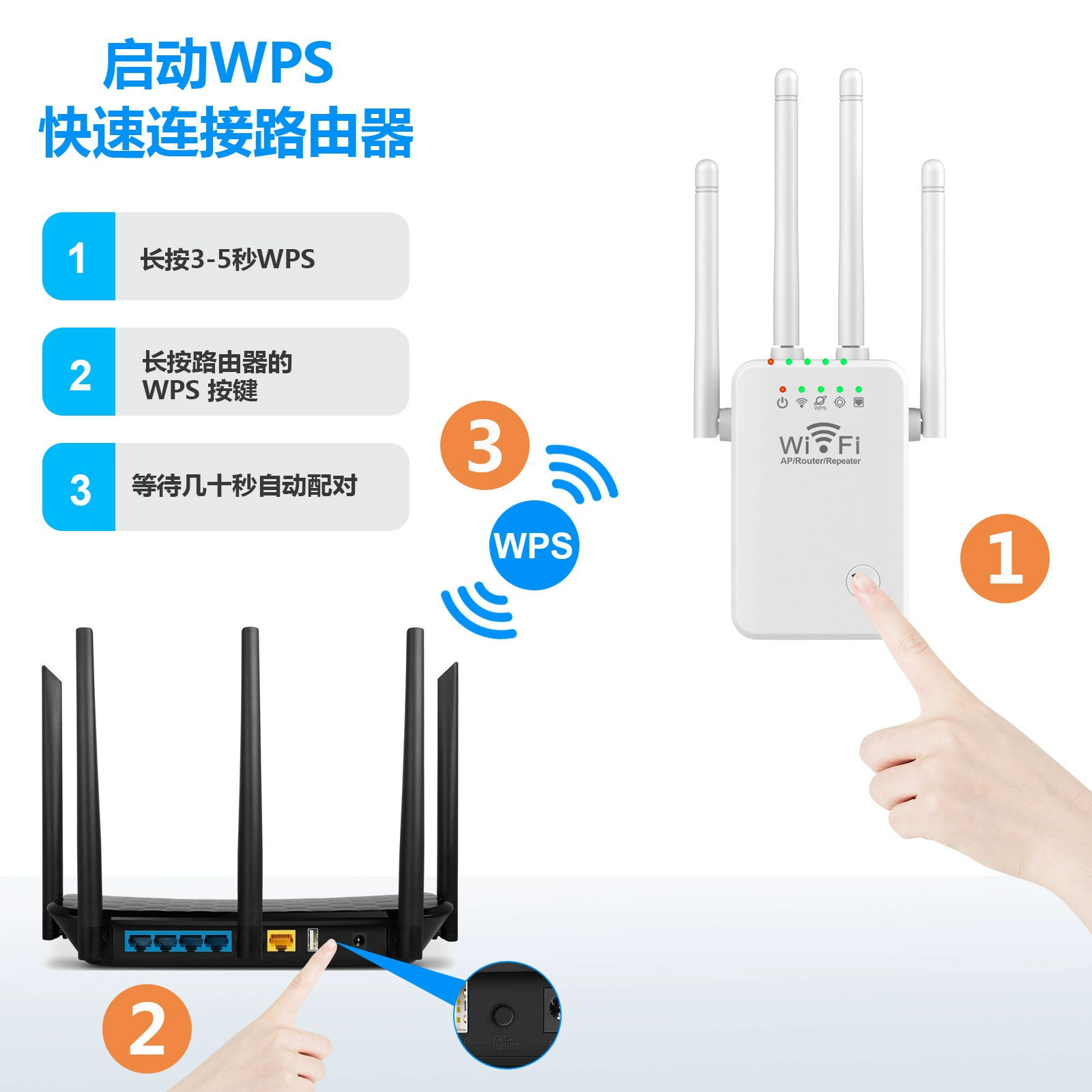 Четыре антенны Wi-Fi усилитель сигнала 300М сеть расширение усилитель беспроводной маршрутизатор роутер