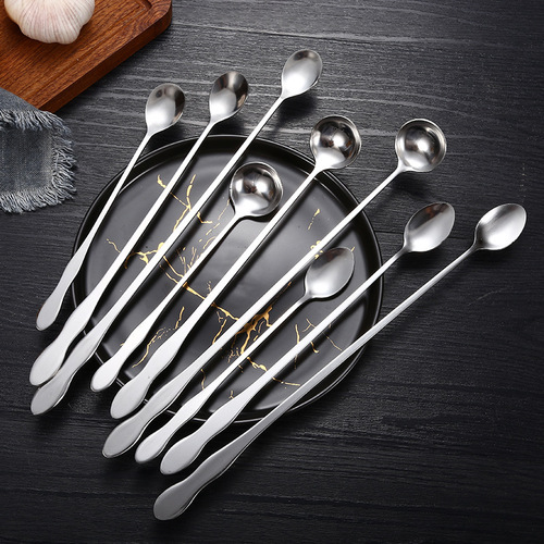 Creative stainless steel gourd handle ice spoon honey spoon long handle stirring spoon coffee spoon laser LOGO