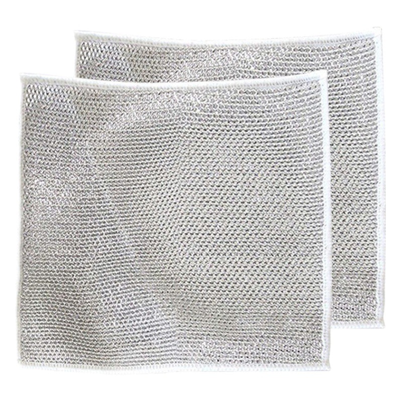 Trapo de alambre plateado explosivo de Amazon, paño de cocina grueso, paño de alambre de acero sin aceite, cepillo de tazón, olla, estropajo de cocina